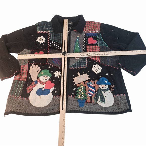 Designer Originals Studio Zip Up Knit Sweater Size 1X Holiday Ugly Sweater - Picture 8 of 8
